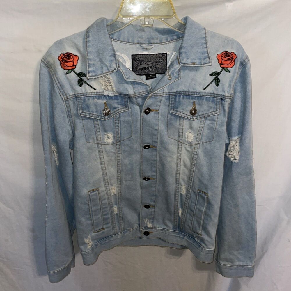 Brooklyn Cloth Women’s Distressed Jean Jacket Size Medium Blue Denim Going Out